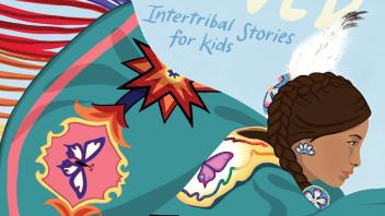 Young Native American woman with colorful beaded and embroidered cape