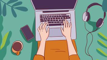 birds-eye view illustration of woman working on her laptop